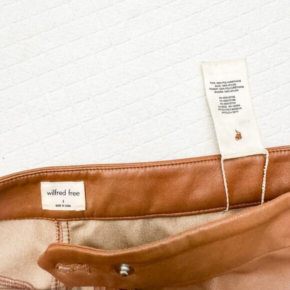 Wilfred Free Aritzia Faux Leather Brown Skinny Jeans Size 4 - Picture 6 of 7